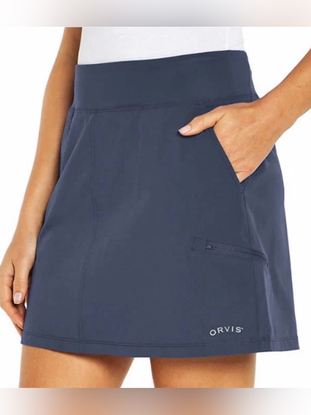 Orvis Performance Hiking Golf Tennis Skort Navy Blue Sz S Skirt Built in Shorts